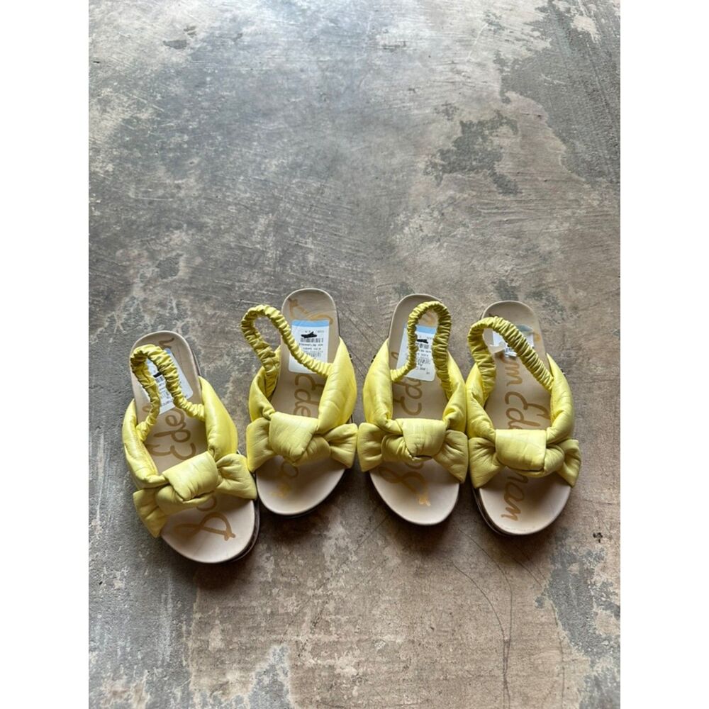 Sam Edelman 2 Pair Bundle Girls Sandals Size 2 NWT Yellow Bow Slingback Summer